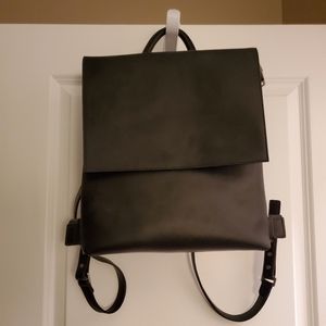 Black leather backpack
